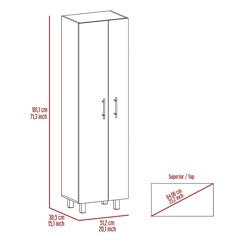 Meuble de rangement pour produits de nettoyage, meuble à deux portes, quatre pieds, cinq étagères