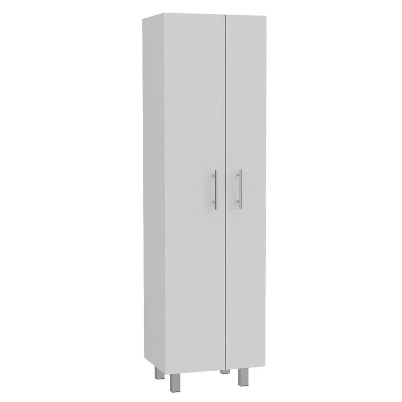 Meuble de rangement pour produits de nettoyage, meuble à deux portes, quatre pieds, cinq étagères