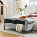 Banc de rangement capitonné à boutons pour chambre, 62, ottoman rembourré en lin