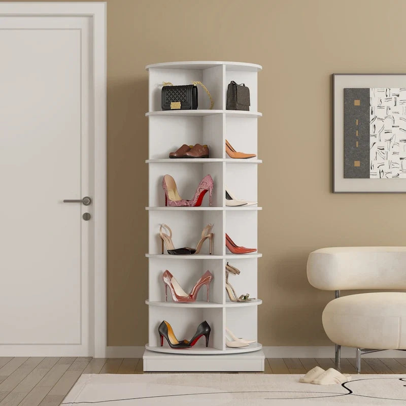 Meuble à chaussures rotatif à 360°, 6 niveaux, capacité de 24 paires de chaussures