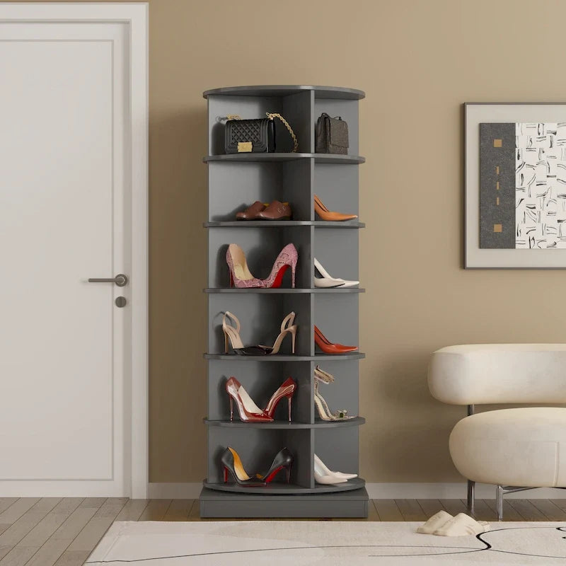 Meuble à chaussures rotatif à 360°, 6 niveaux, capacité de 24 paires de chaussures