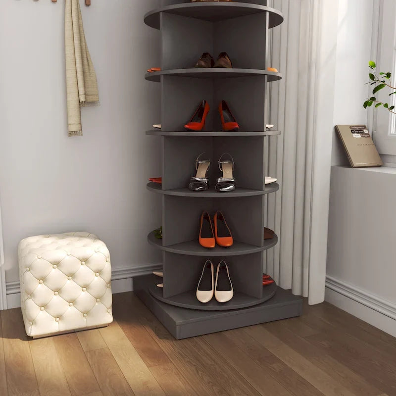 Um 360° drehbarer Schuhschrank mit 6 Ebenen, bietet Platz für bis zu 24 Paar Schuhe