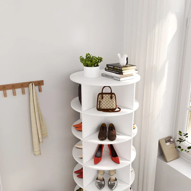Um 360° drehbarer Schuhschrank mit 6 Ebenen, bietet Platz für bis zu 24 Paar Schuhe