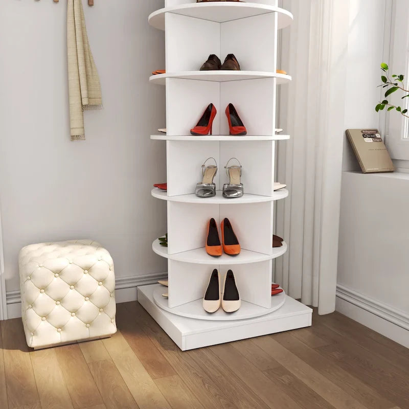 Um 360° drehbarer Schuhschrank mit 6 Ebenen, bietet Platz für bis zu 24 Paar Schuhe