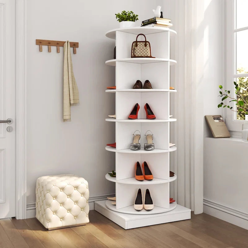 Um 360° drehbarer Schuhschrank mit 6 Ebenen, bietet Platz für bis zu 24 Paar Schuhe