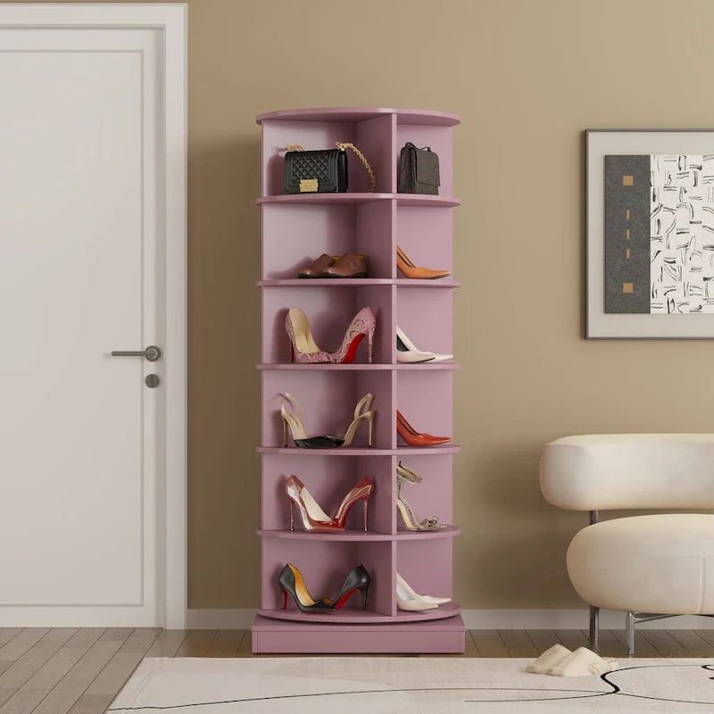 Um 360° drehbarer Schuhschrank mit 6 Ebenen, bietet Platz für bis zu 24 Paar Schuhe