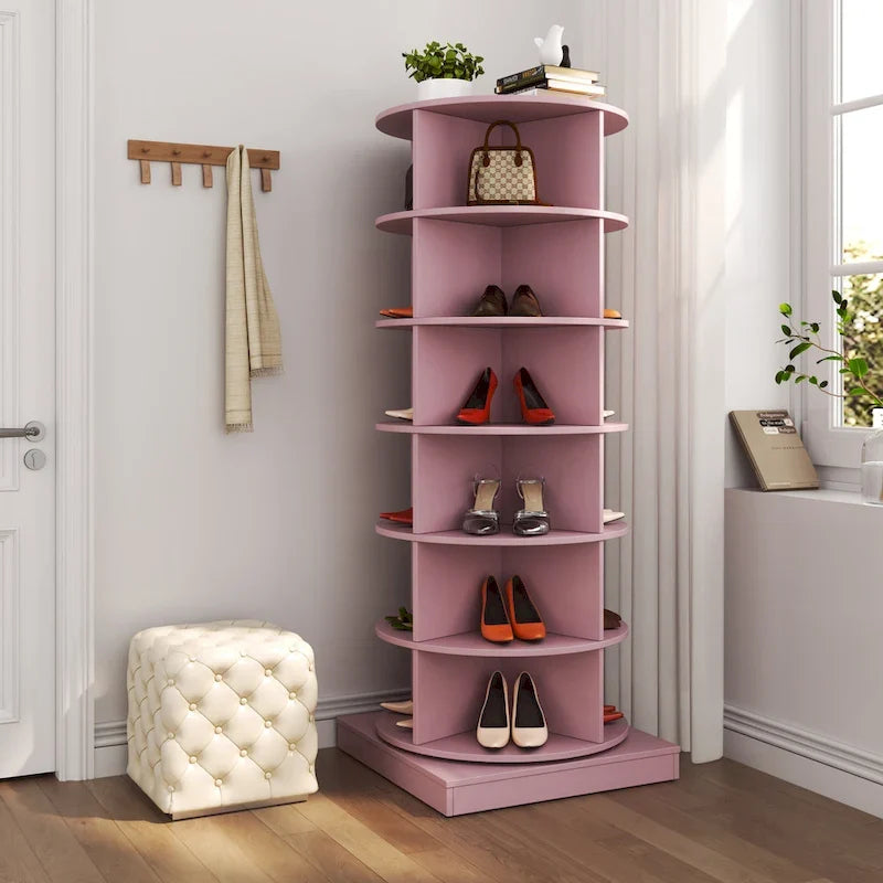 Um 360° drehbarer Schuhschrank mit 6 Ebenen, bietet Platz für bis zu 24 Paar Schuhe