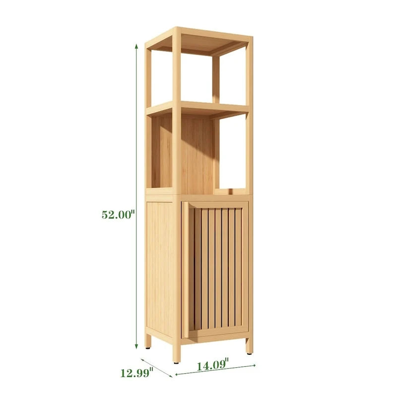 Meuble de rangement multifonctionnel en bambou de grande capacité pour salle de bains et salon
