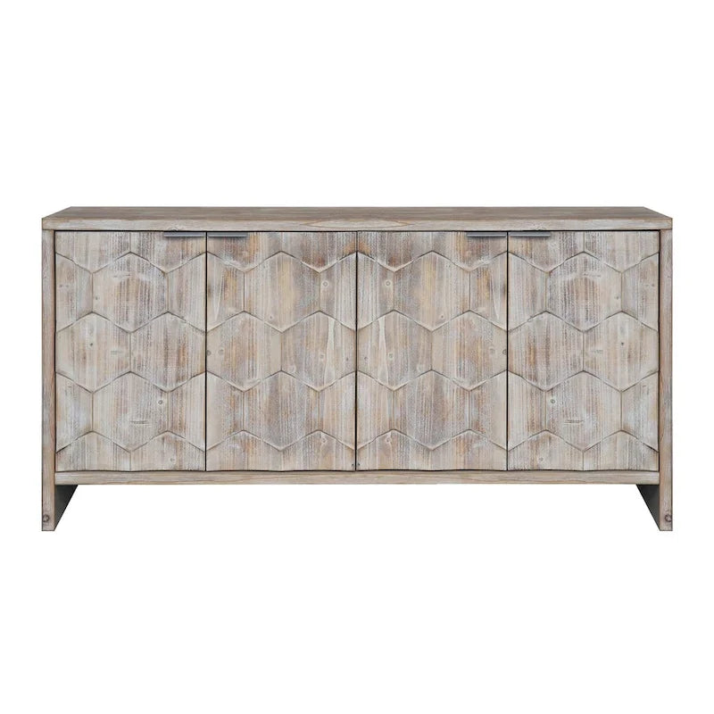Akzentschrank im Landhausstil, Sideboard und Buffet aus Holz mit 4 Türen, Aufbewahrungsschrank für das Wohnzimmer