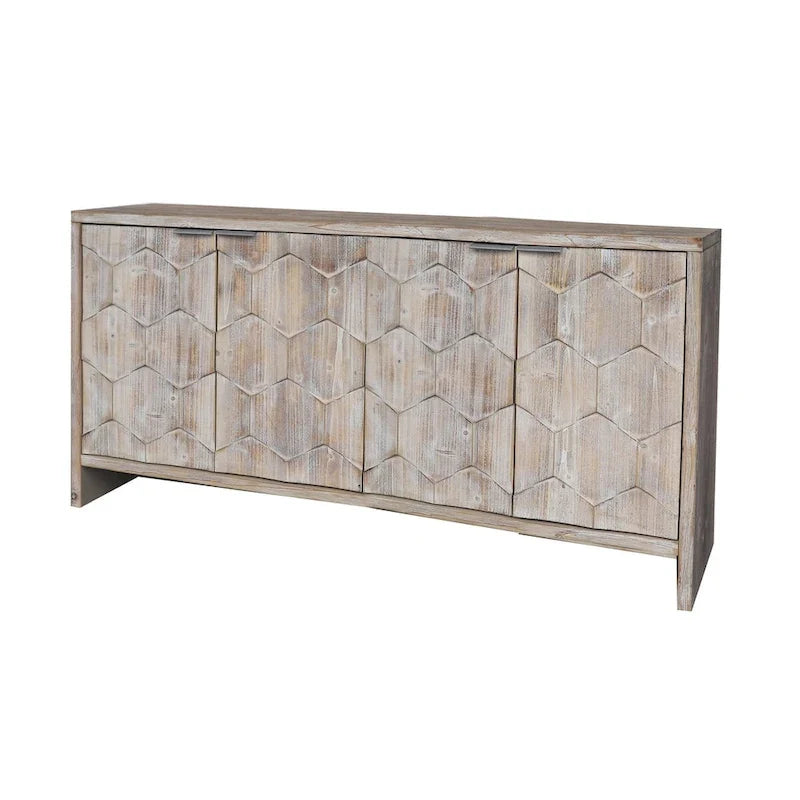 Akzentschrank im Landhausstil, Sideboard und Buffet aus Holz mit 4 Türen, Aufbewahrungsschrank für das Wohnzimmer