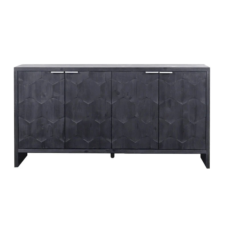 Akzentschrank im Landhausstil, Sideboard und Buffet aus Holz mit 4 Türen, Aufbewahrungsschrank für das Wohnzimmer