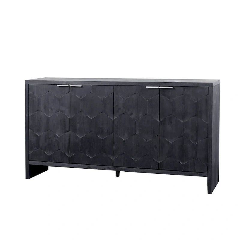 Akzentschrank im Landhausstil, Sideboard und Buffet aus Holz mit 4 Türen, Aufbewahrungsschrank für das Wohnzimmer