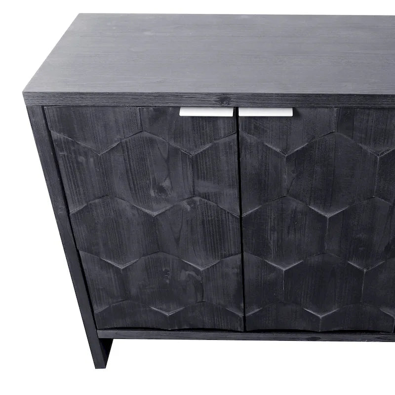 Akzentschrank im Landhausstil, Sideboard und Buffet aus Holz mit 4 Türen, Aufbewahrungsschrank für das Wohnzimmer