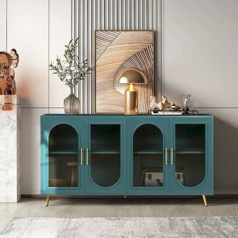 TV-Ständer für Fernseher ab 65 Zoll, TV-Ständer aus Holz mit Aufbewahrungsschrank und verstellbaren Regalböden, Medienkonsole fürs Wohn- oder Schlafzimmer