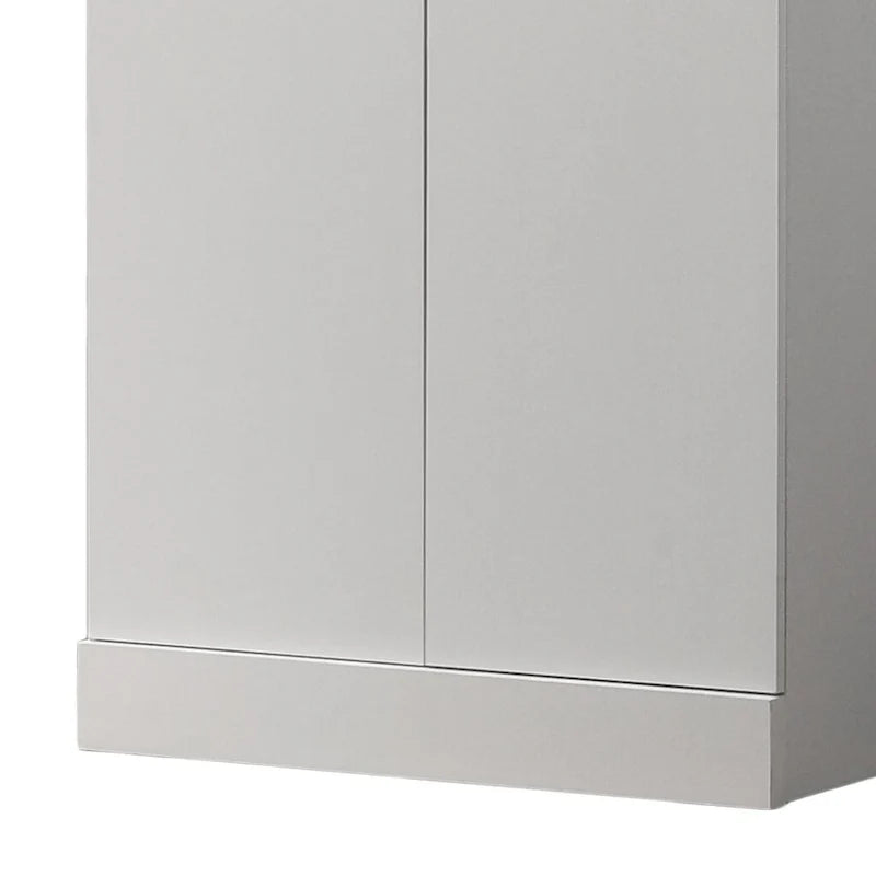 60 Tall White Double Door Cabinet, Freestanding Cupboard Closet Storage Organizer with 4 Tier Shelves