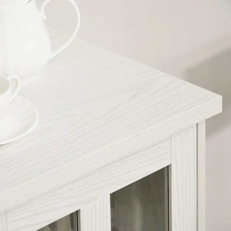 Buffet moderne, meuble de cuisine avec range-bouteilles, porte vitrée coulissante et étagères de rangement pour le salon