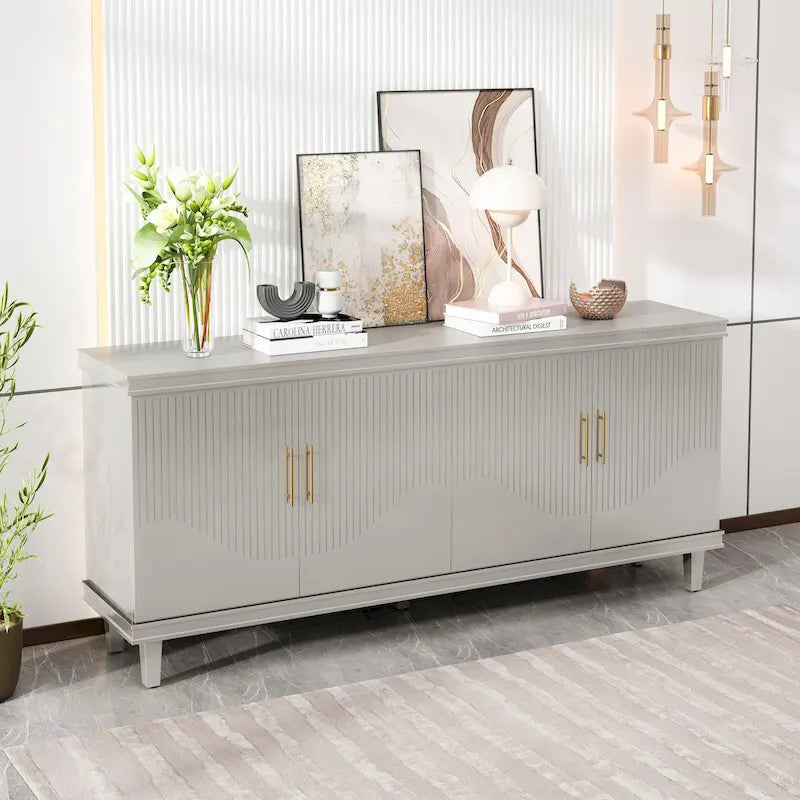 Buffet en bois cannelé bleu sarcelle