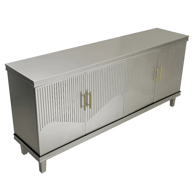 Buffet en bois cannelé bleu sarcelle