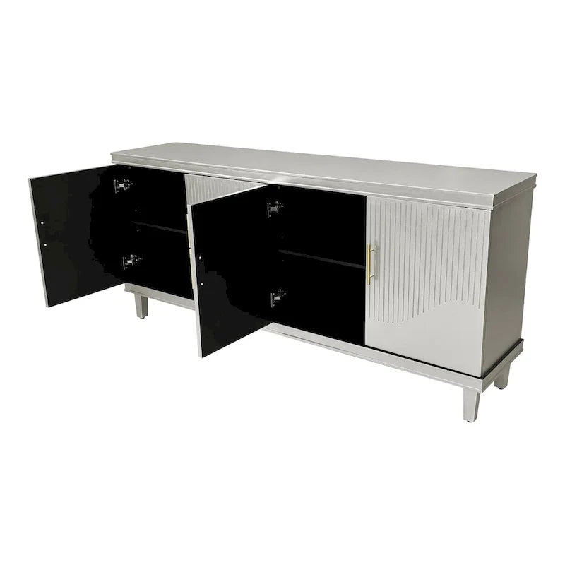 Sideboard aus geriffeltem Teakholz