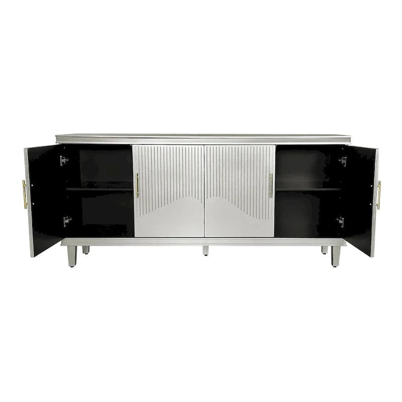Sideboard aus geriffeltem Teakholz