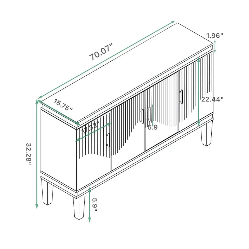 Sideboard aus geriffeltem Teakholz