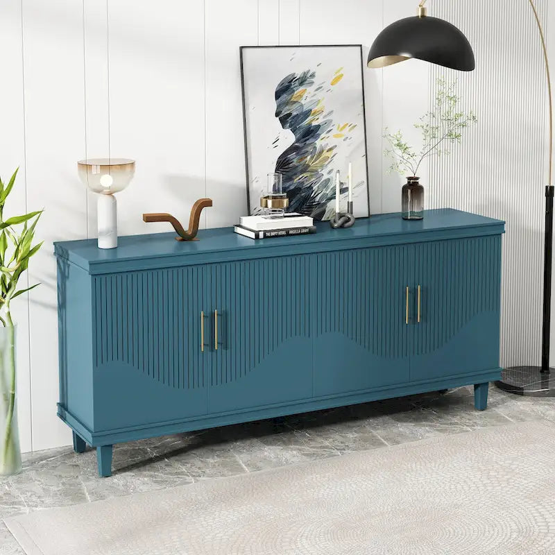 Sideboard aus geriffeltem Teakholz