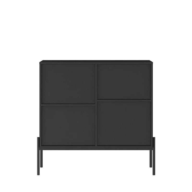 Buffet et meuble bar à café pour la maison, avec tiroirs, 2 placards et casier à vin pour 6 bouteilles, pour le salon (noir)