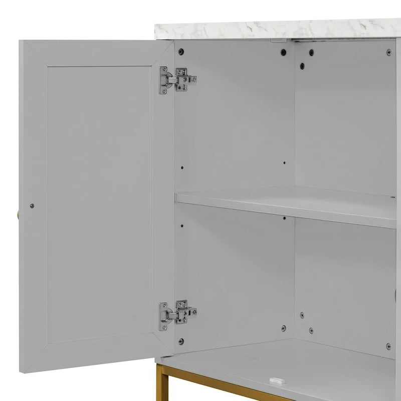 Aparador moderno con 4 puertas, tiradores metálicos y estantes ajustables