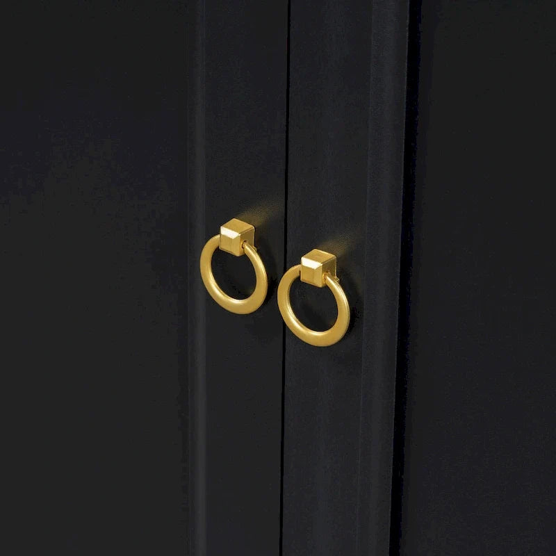 Aparador moderno con 4 puertas, tiradores metálicos y estantes ajustables