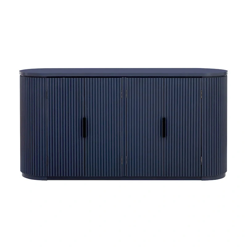63 Vertical Striped Door Storage Cabinet with Adjustable Shelves