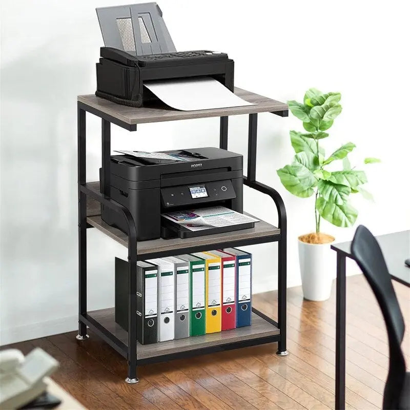 3 Tier Mobile Printer Stand on Wheels with Storage Shelves