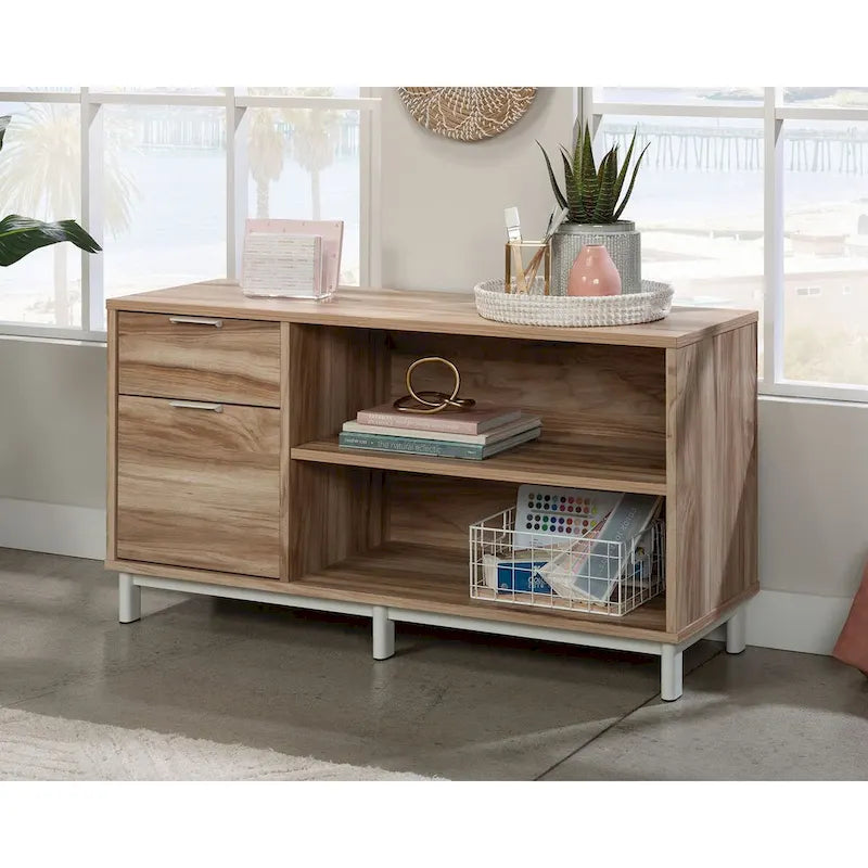 2 Drawer Lateral File Cabinet Credenza with Open Shelves