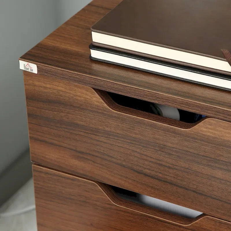 3 Drawer Office Storage Cabinet, Under Desk Cabinet with Wheels for Bedroom, Living Room, Brown Wood Grain