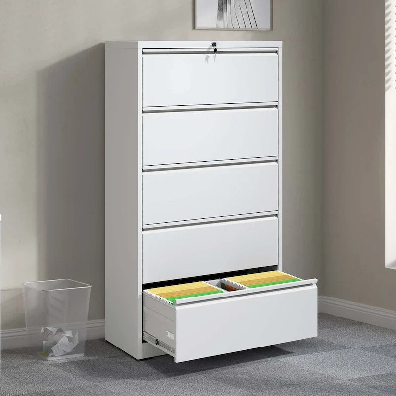5 Drawer Metal Lateral File Cabinet,Filing Cabinet with Lock,Lockable File Cabinet for Home Office,Locking Metal File Cabinet