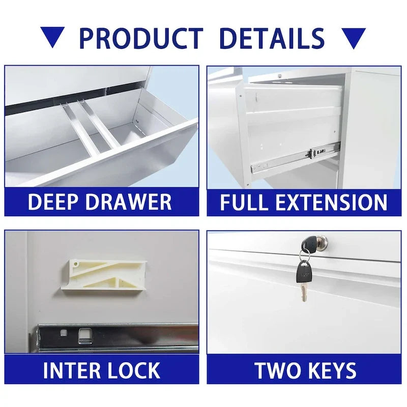 5 Drawer Metal Lateral File Cabinet,Filing Cabinet with Lock,Lockable File Cabinet for Home Office,Locking Metal File Cabinet