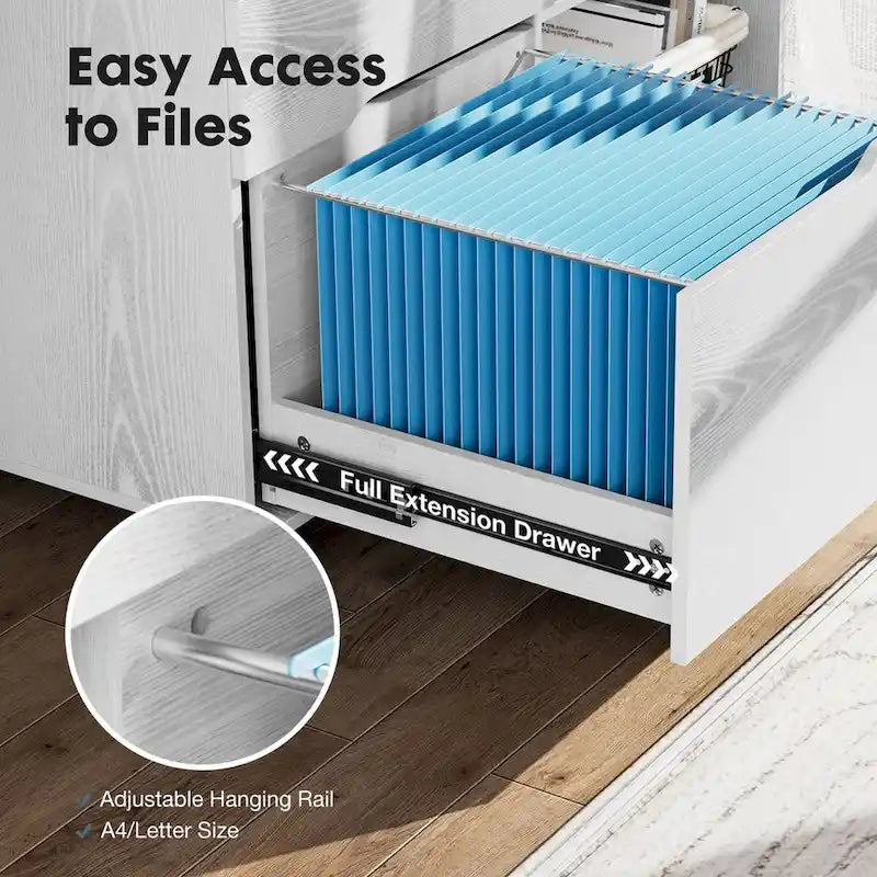 Mobile Lateral File Cabinet & Printer Stand with 3 Drawers and 2 Open Shelves
