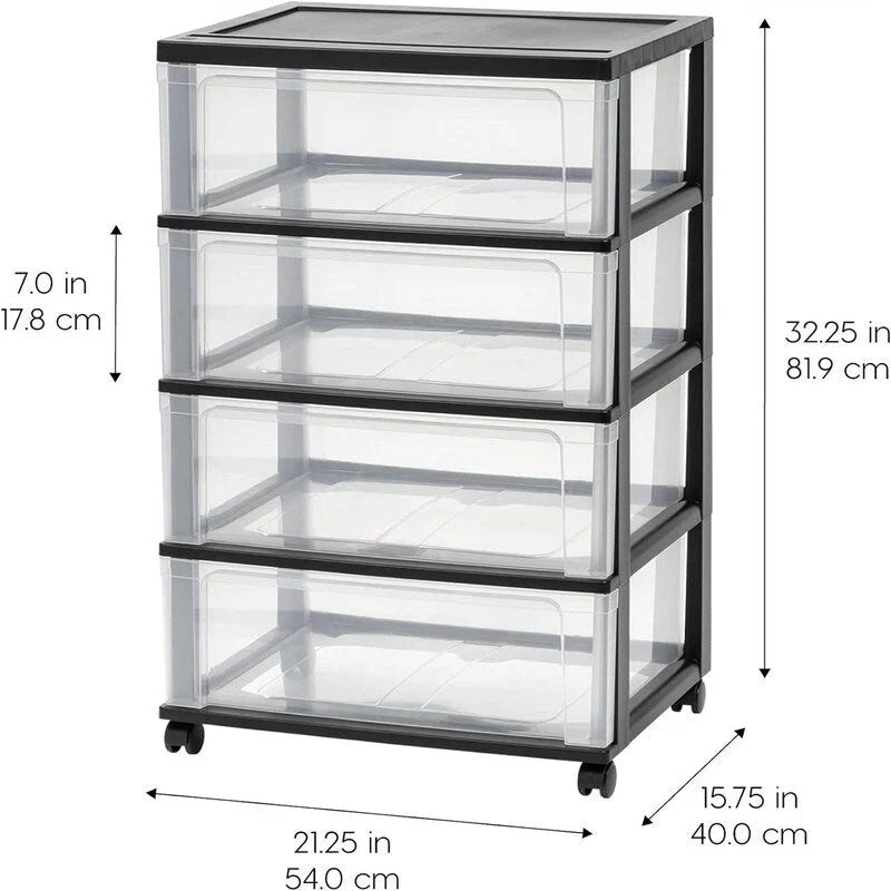 Rollbarer Kunststoffschrank mit 4 Schubladen