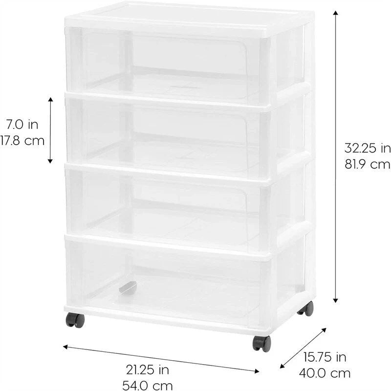 Rollbarer Kunststoffschrank mit 4 Schubladen