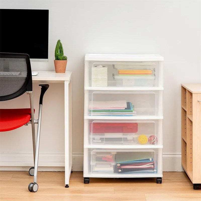 4 Tier Rolling Plastic Storage Drawer Cabinet