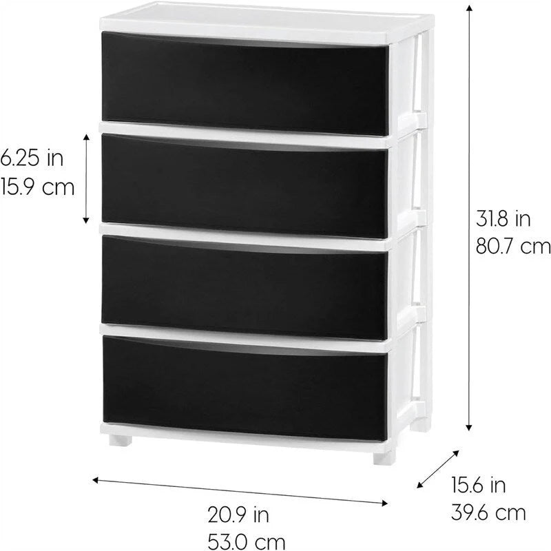 Rollbarer Kunststoffschrank mit 4 Schubladen