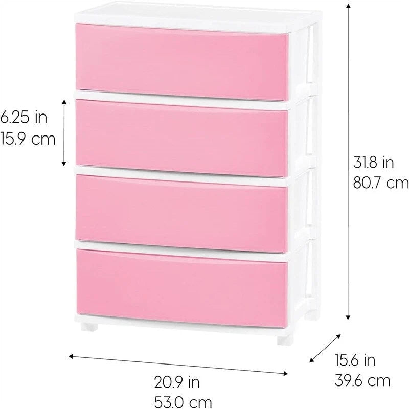 Rollbarer Kunststoffschrank mit 4 Schubladen