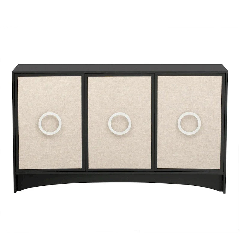 Curved Design Storage Cabinet with Adjustable shelves for Living rooms