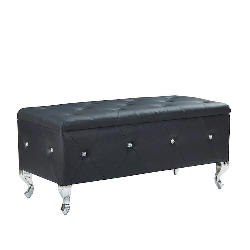 Ottoman rembourré en similicuir PU avec rangement