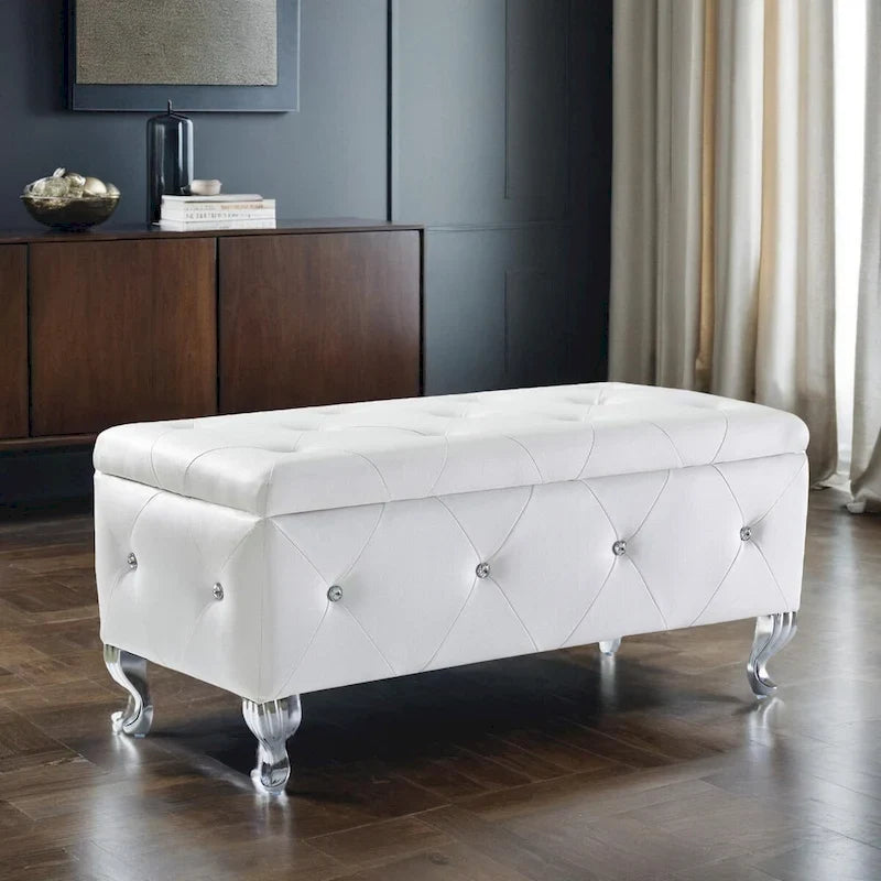 Ottoman rembourré en similicuir PU avec rangement
