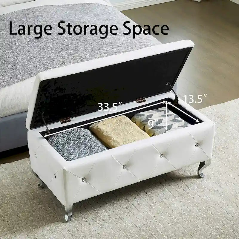 Ottoman rembourré en similicuir PU avec rangement