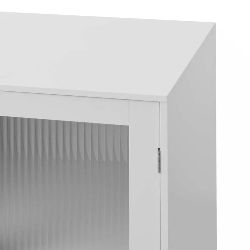Moderner Badezimmerschrank mit 2 Glastüren und verstellbarem Einlegeboden, Weiß