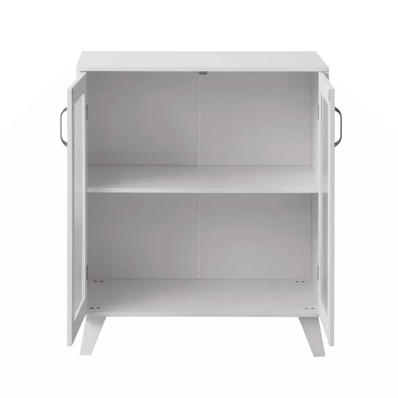 Moderner Badezimmerschrank mit 2 Glastüren und verstellbarem Einlegeboden, Weiß