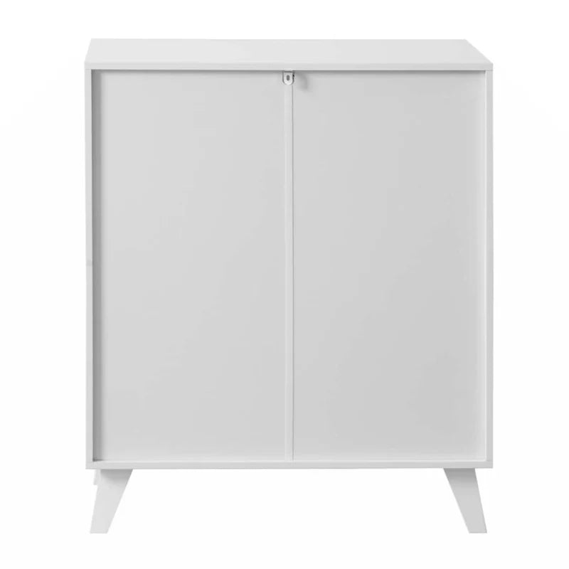 Moderner Badezimmerschrank mit 2 Glastüren und verstellbarem Einlegeboden, Weiß