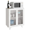 Armoire décorative blanche avec doubles portes en verre cannelé, buffet de rangement pour entrée
