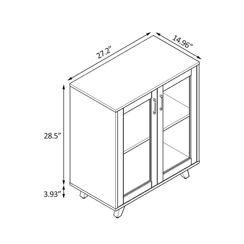 Armoire décorative blanche avec doubles portes en verre cannelé, buffet de rangement pour entrée